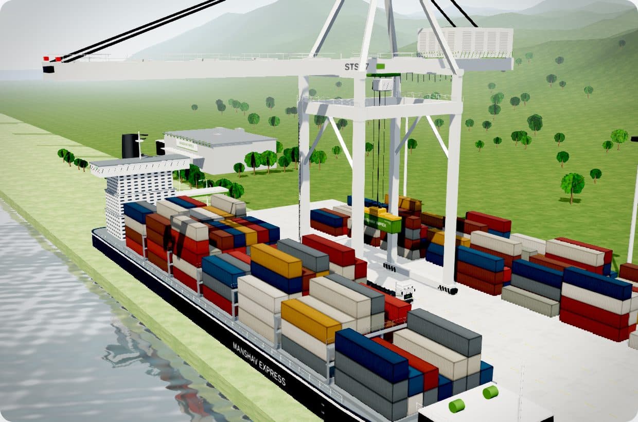 Export journey film poster — container shipment from India