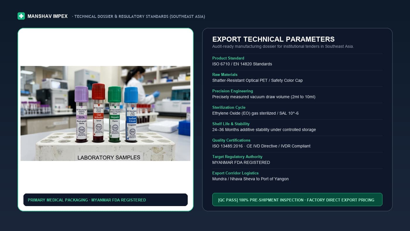 Spec sheet for Importing Medical Disposables to Myanmar, shipped to Port of Yangon
