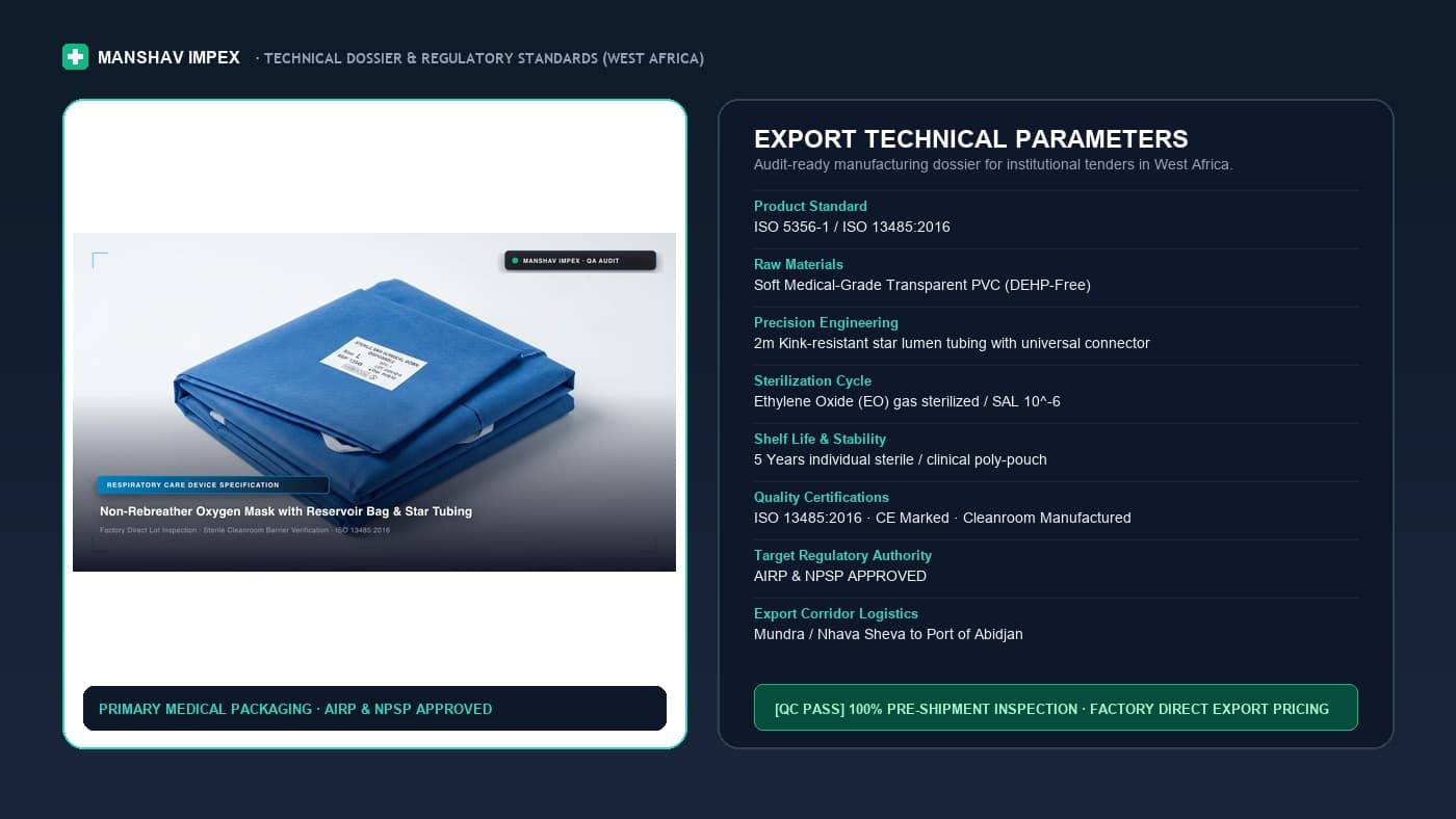 Spec sheet for Medical Consumables Exporter to Ivory Coast, shipped to Port of Abidjan