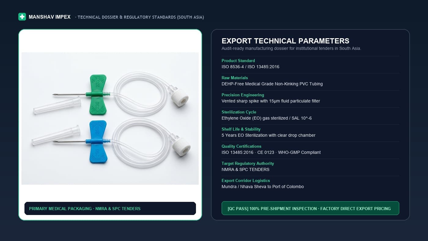 Spec sheet for Medical Consumables Exporter to Sri Lanka, shipped to Port of Colombo