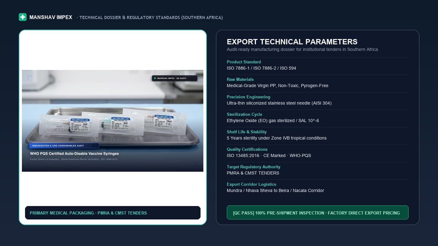 Spec sheet for Medical Consumables Supplier to Malawi, shipped to Beira / Nacala Corridor