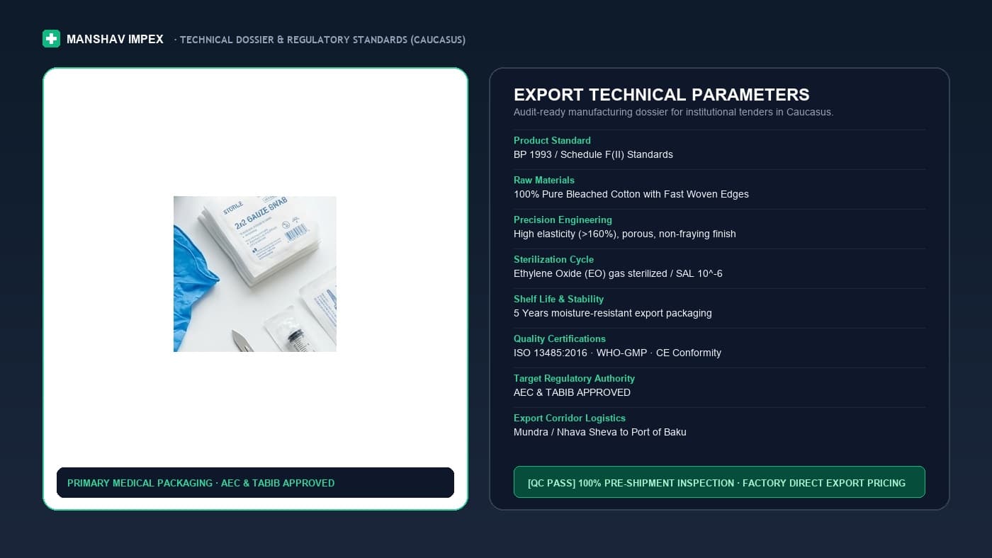 Spec sheet for Medical Disposables Supplier to Azerbaijan, shipped to Port of Baku