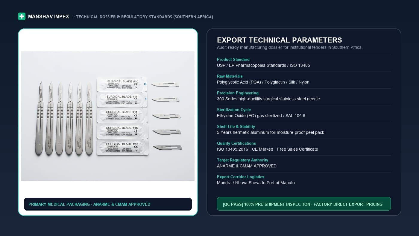 Spec sheet for Medical Disposables Supplier to Mozambique, shipped to Port of Maputo