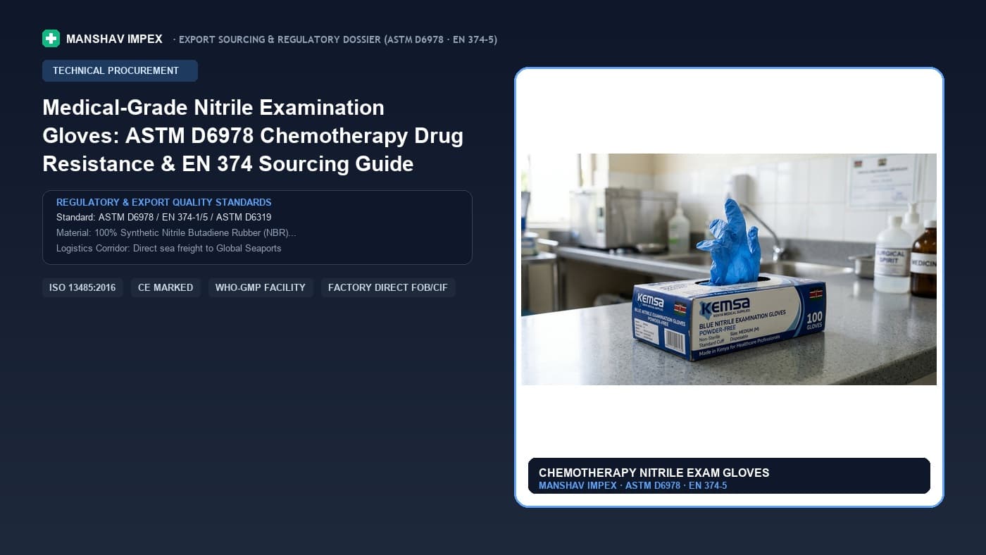 Medical-Grade Nitrile Examination Gloves: ASTM D6978 Chemotherapy Drug Resistance & EN 374 Sourcing Guide