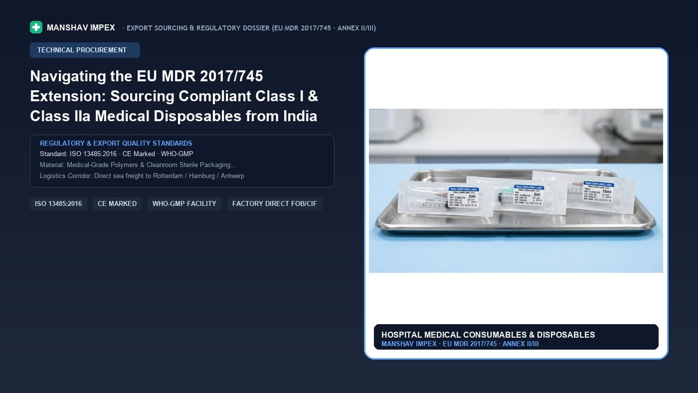 Navigating the EU MDR 2017/745 Extension: Sourcing Compliant Class I & Class IIa Medical Disposables from India