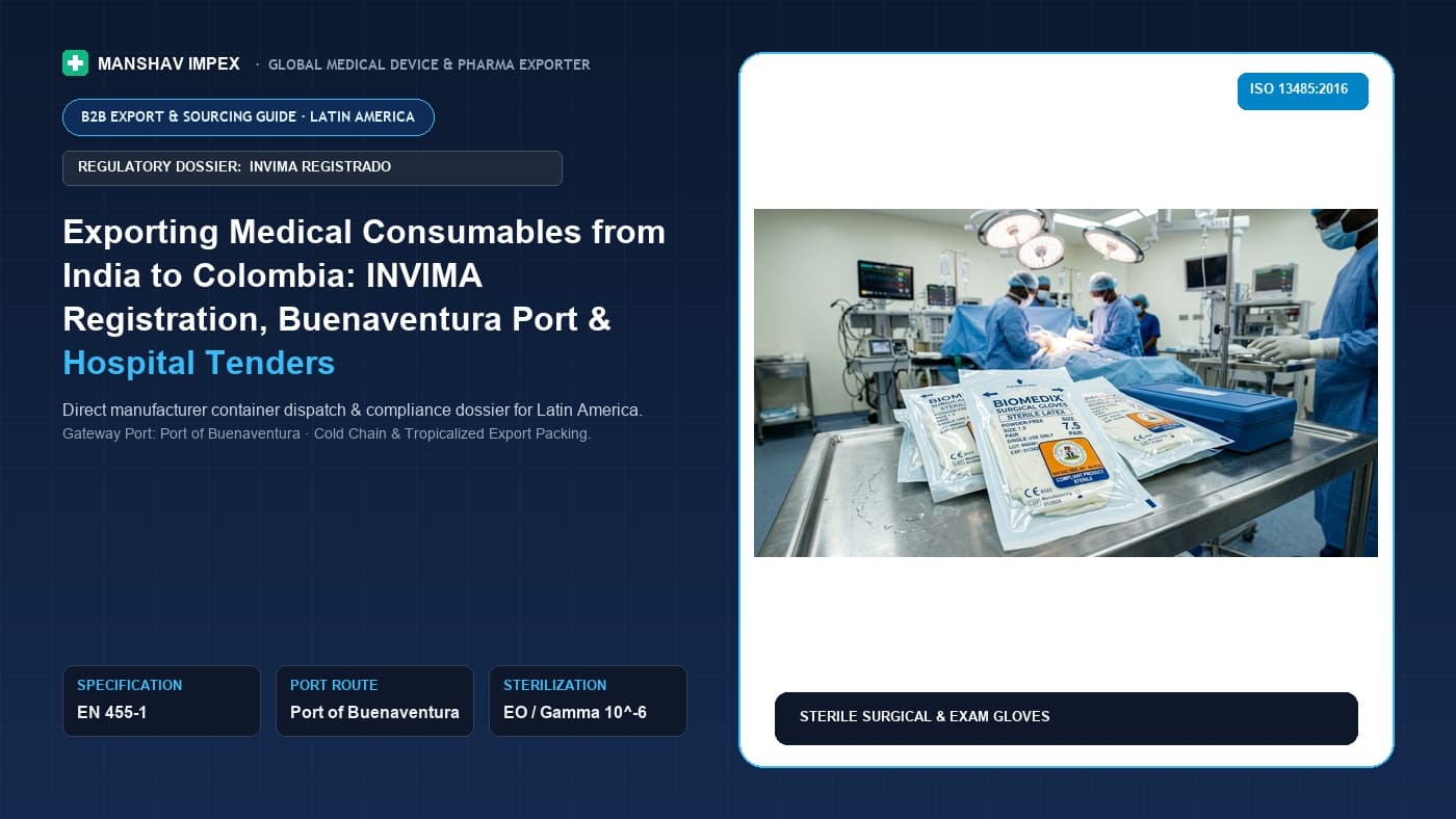Exporting Medical Consumables from India to Colombia: INVIMA Registration, Buenaventura Port & Hospital Tenders