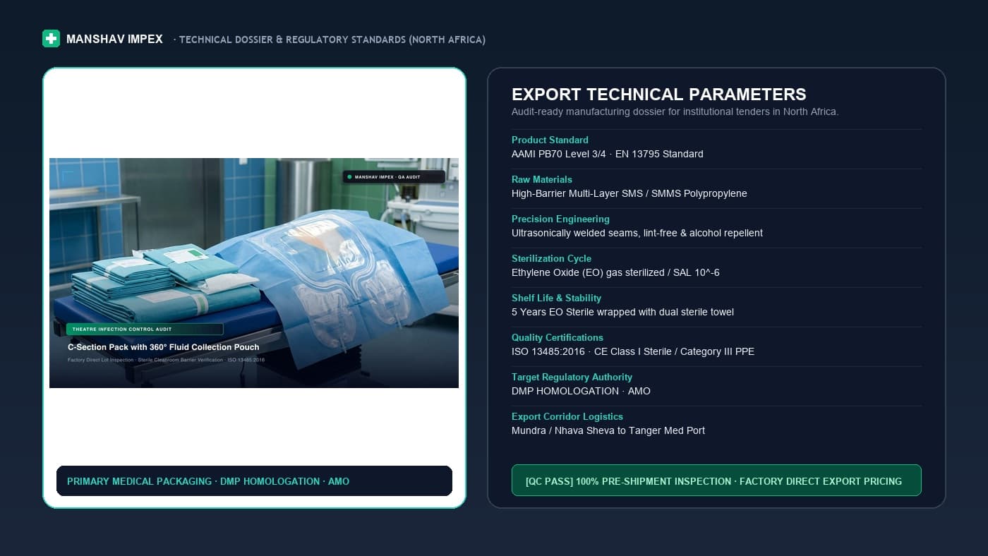 Spec sheet for Medical Disposables Supply for Morocco, shipped to Tanger Med Port