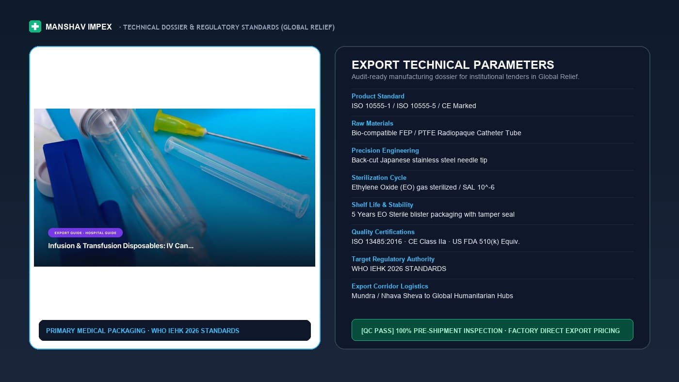 Spec sheet for Humanitarian Medical Consumables Exporter from India