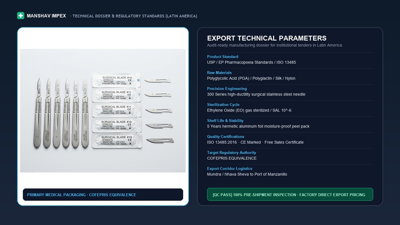 Spec sheet for Importing Medical Supplies from India to Mexico, shipped to Port of Manzanillo