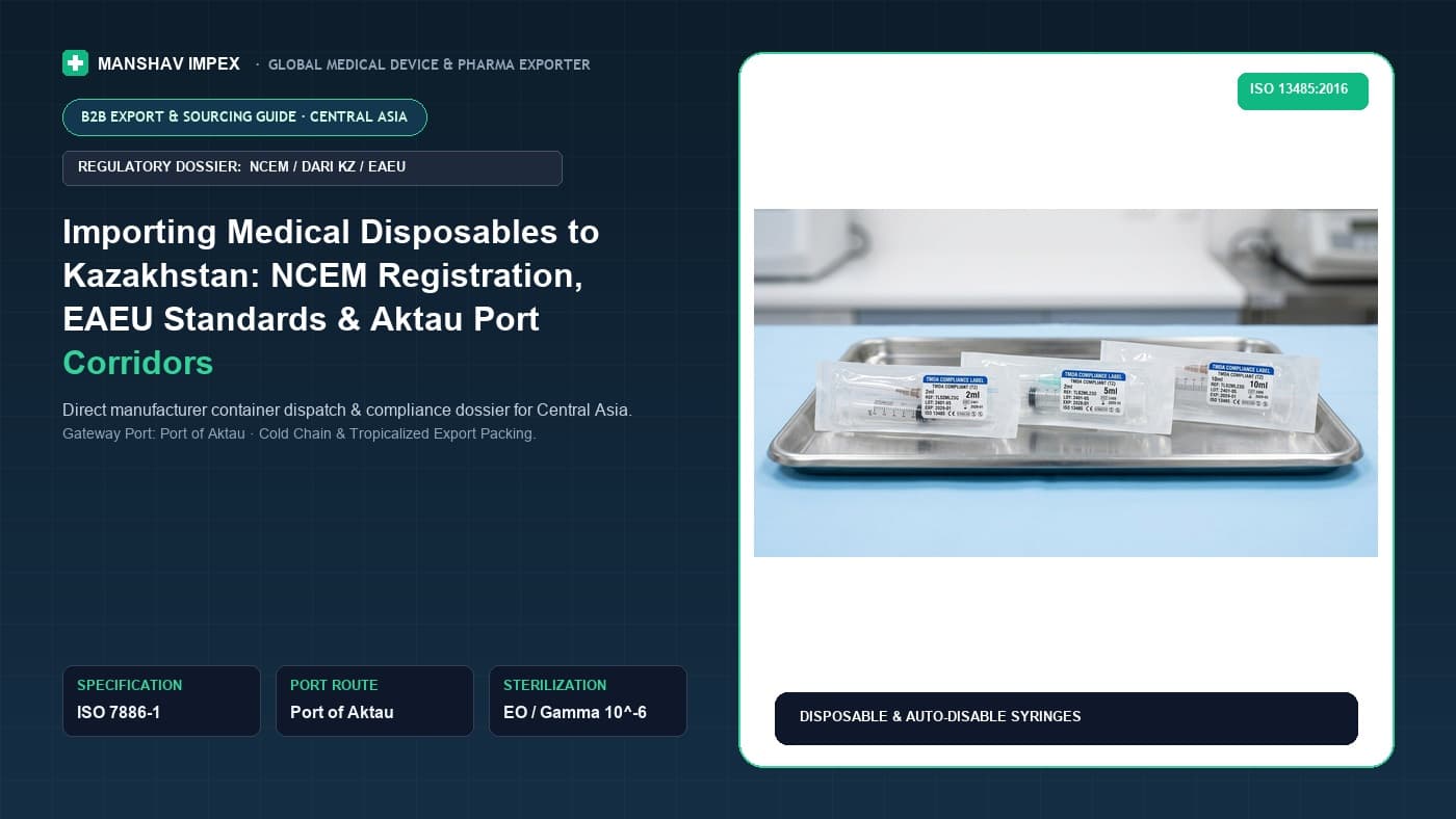 Importing Medical Disposables to Kazakhstan: NCEM Registration, EAEU Standards & Aktau Port Corridors