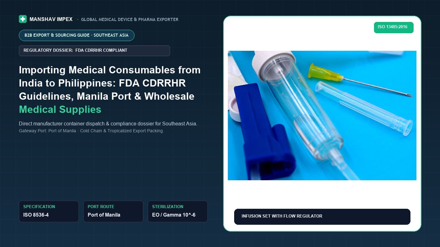 Importing Medical Consumables from India to Philippines: FDA CDRRHR Guidelines, Manila Port & Wholesale Medical Supplies