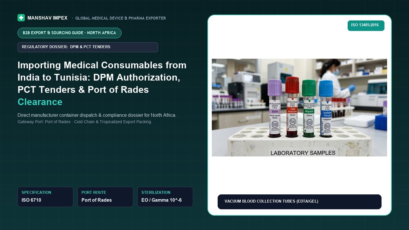 Importing Medical Consumables from India to Tunisia: DPM Authorization, PCT Tenders & Port of Rades Clearance