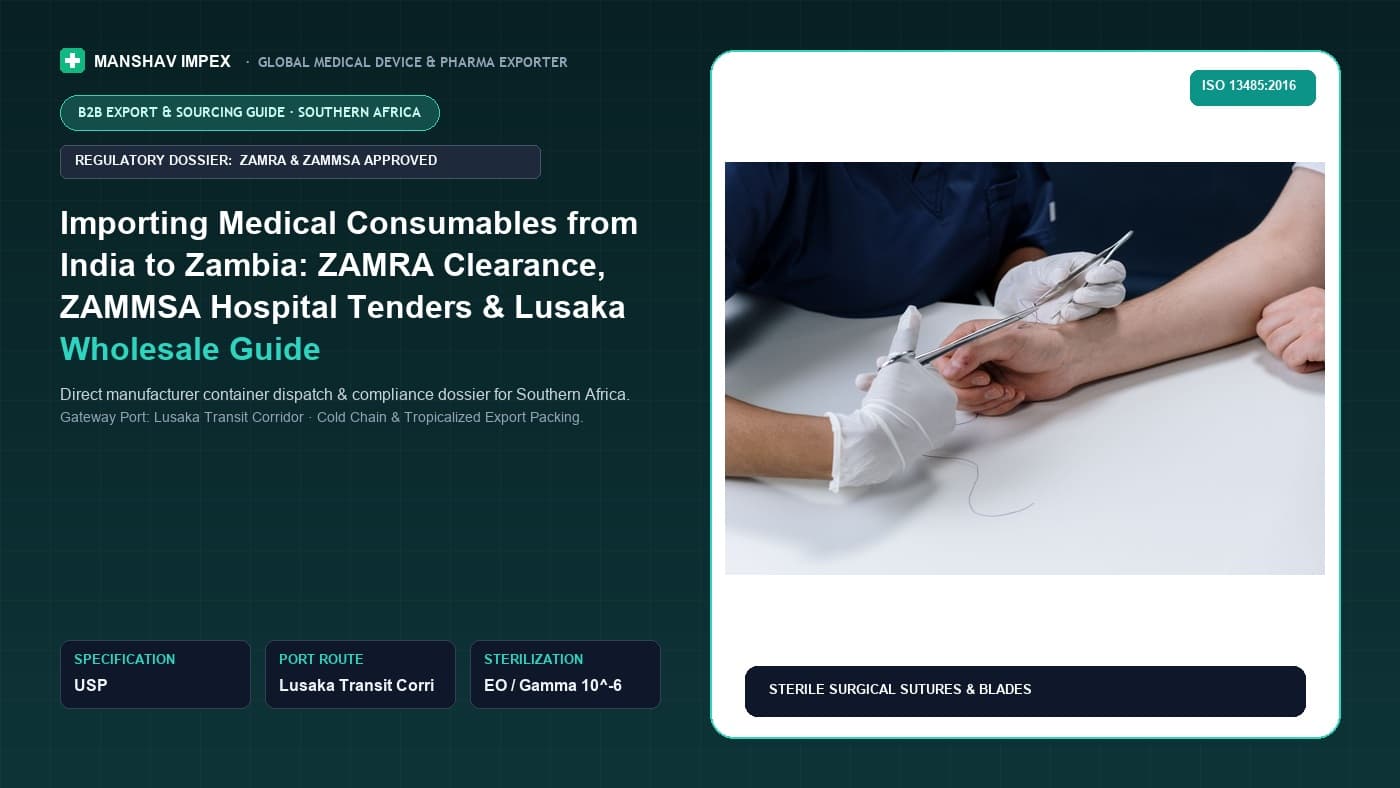 Importing Medical Consumables from India to Zambia: ZAMRA Clearance, ZAMMSA Hospital Tenders & Lusaka Wholesale Guide