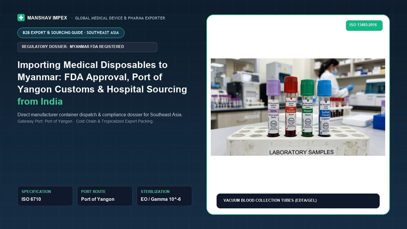 Importing Medical Disposables to Myanmar: FDA Approval, Port of Yangon Customs & Hospital Sourcing from India