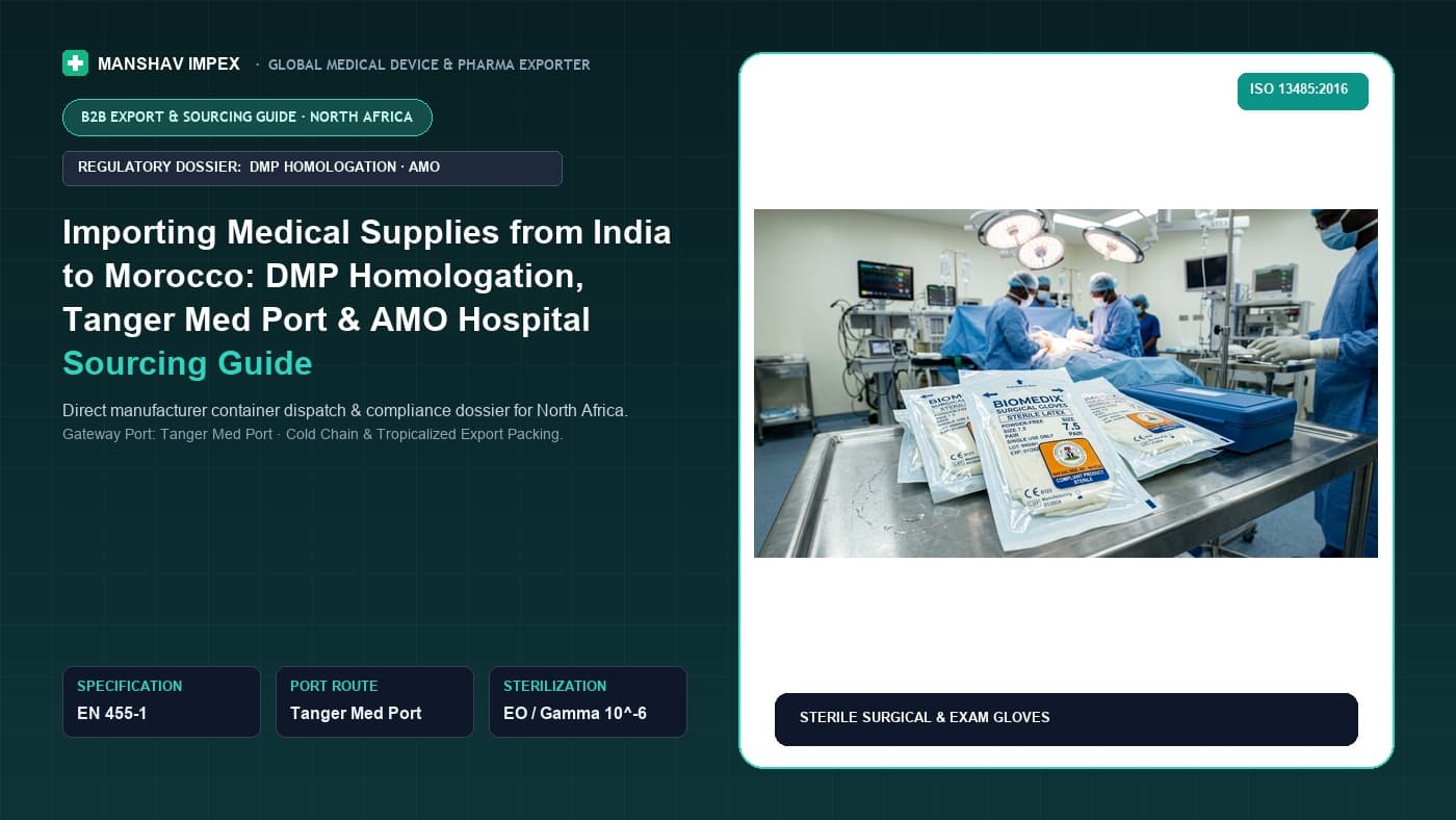 Importing Medical Supplies from India to Morocco: DMP Homologation, Tanger Med Port & AMO Hospital Sourcing Guide