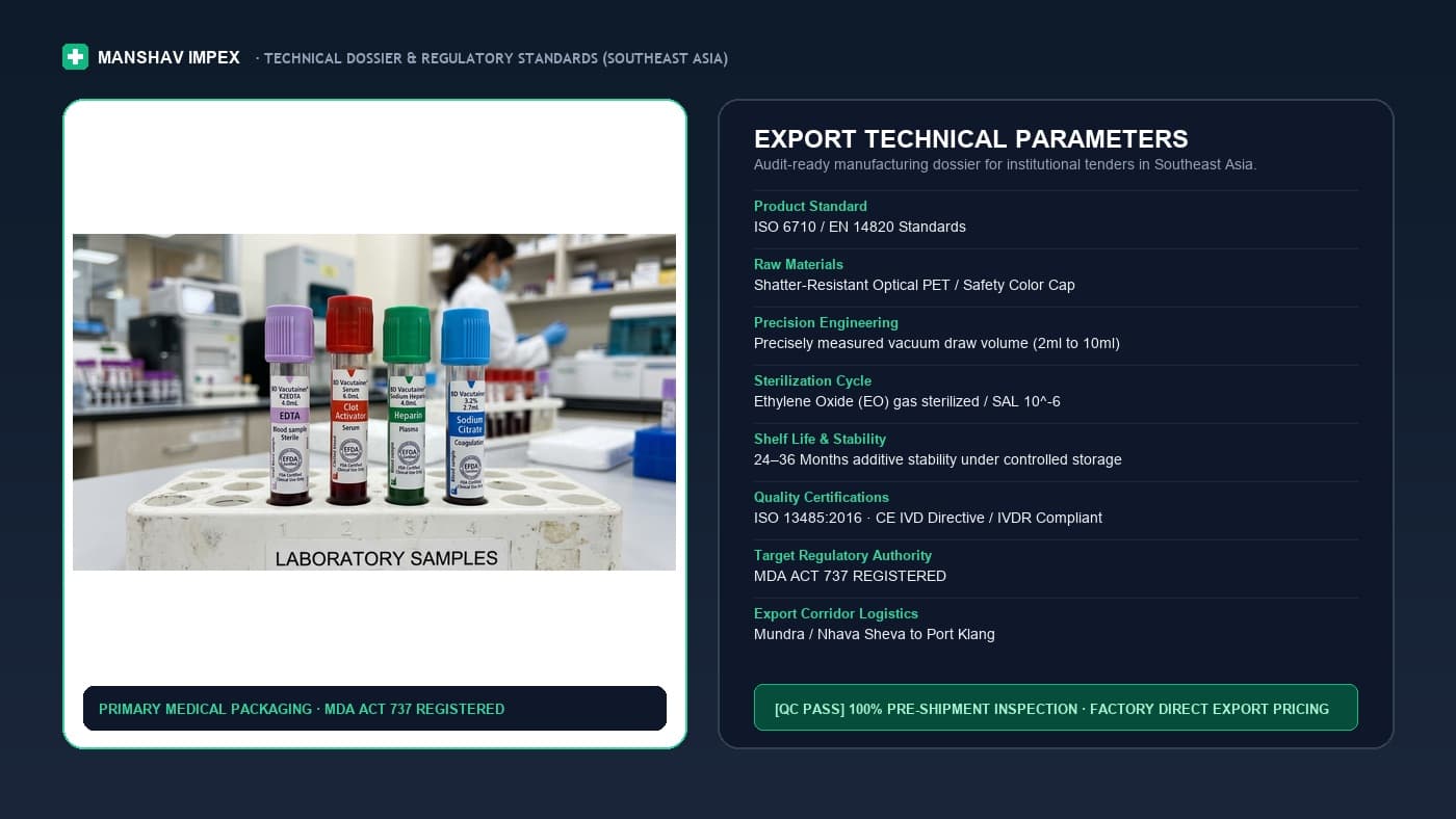 Spec sheet for Medical Disposables Exporter to Malaysia, shipped to Port Klang