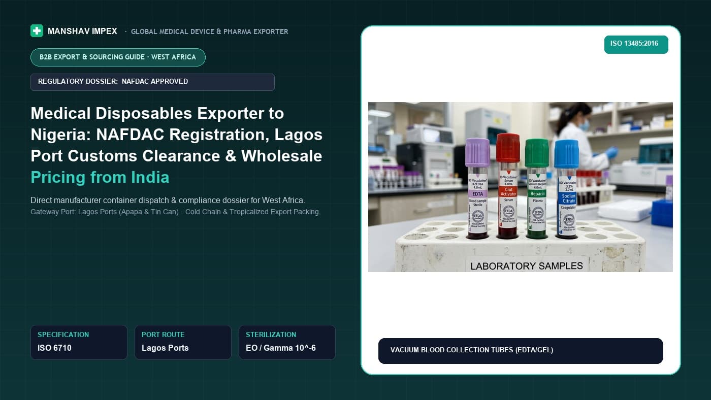 Medical Disposables Exporter to Nigeria: NAFDAC Registration, Lagos Port Customs Clearance & Wholesale Pricing from India