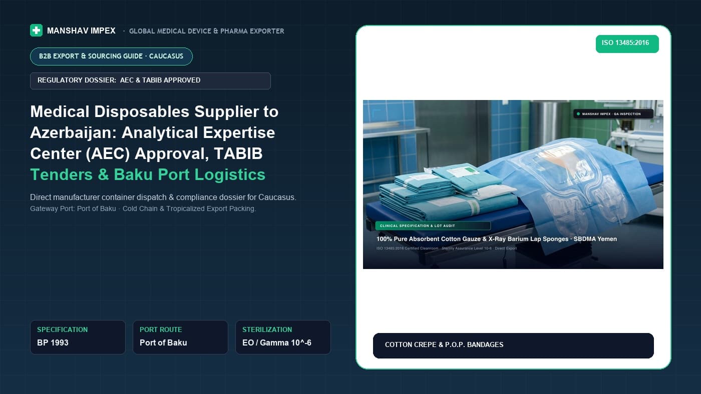 Medical Disposables Supplier to Azerbaijan: Analytical Expertise Center (AEC) Approval, TABIB Tenders & Baku Port Logistics