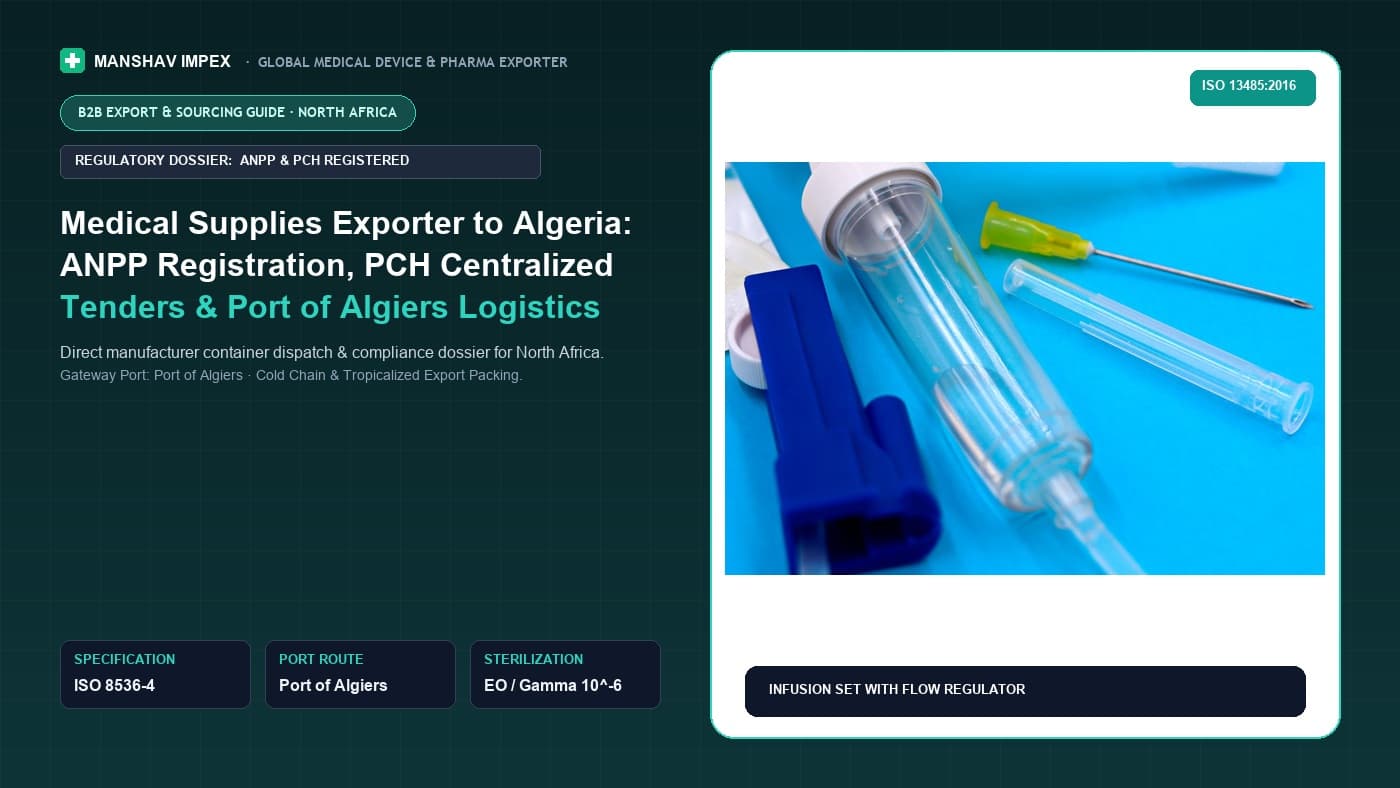 Medical Supplies Exporter to Algeria: ANPP Registration, PCH Centralized Tenders & Port of Algiers Logistics