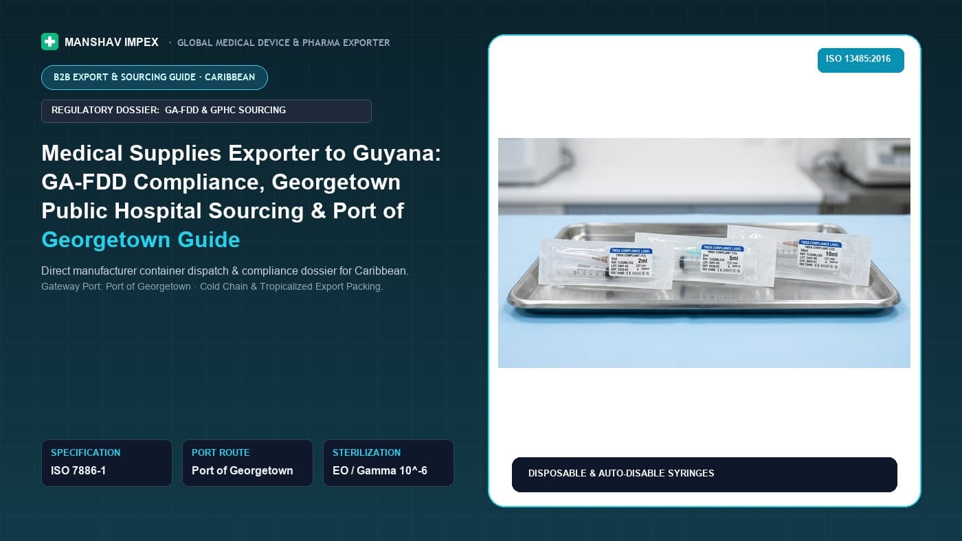 Medical Supplies Exporter to Guyana: GA-FDD Compliance, Georgetown Public Hospital Sourcing & Port of Georgetown Guide