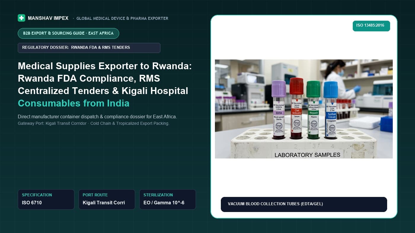 Medical Supplies Exporter to Rwanda: Rwanda FDA Compliance, RMS Centralized Tenders & Kigali Hospital Consumables from India