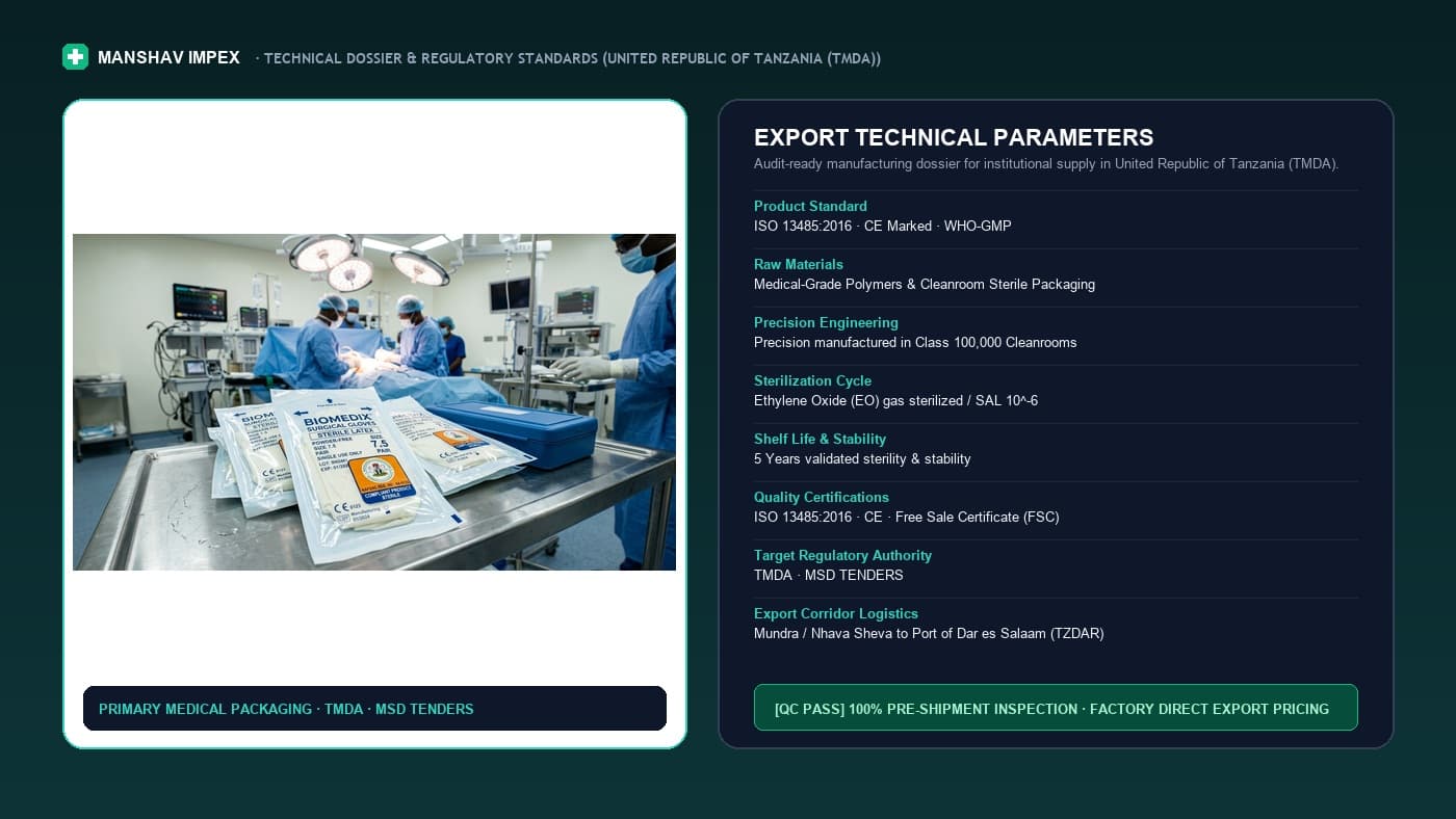 Manshav Impex Tanzania TMDA medical registration, MSD hospital tenders, and Port of Dar es Salaam logistics.